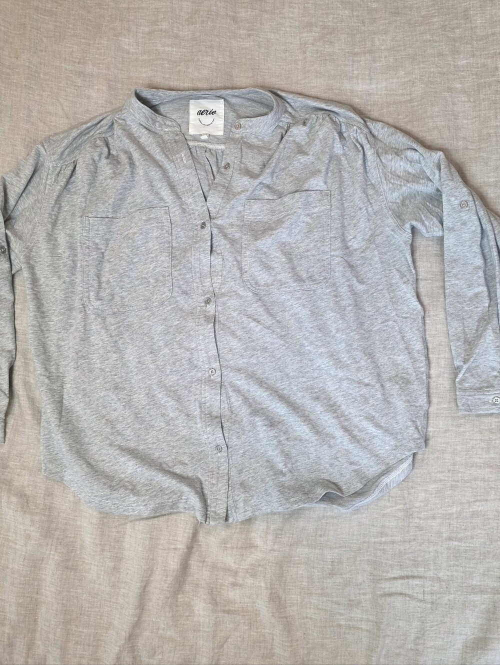 aerie Oversized Light Gray Shirt SZ M